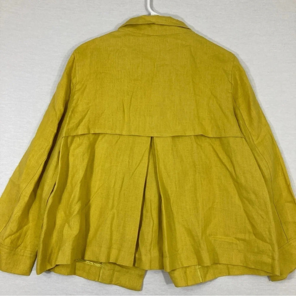Elliott Lauren Yellow 100% Linen Button Jacket Size 8 - Picture 9 of 11